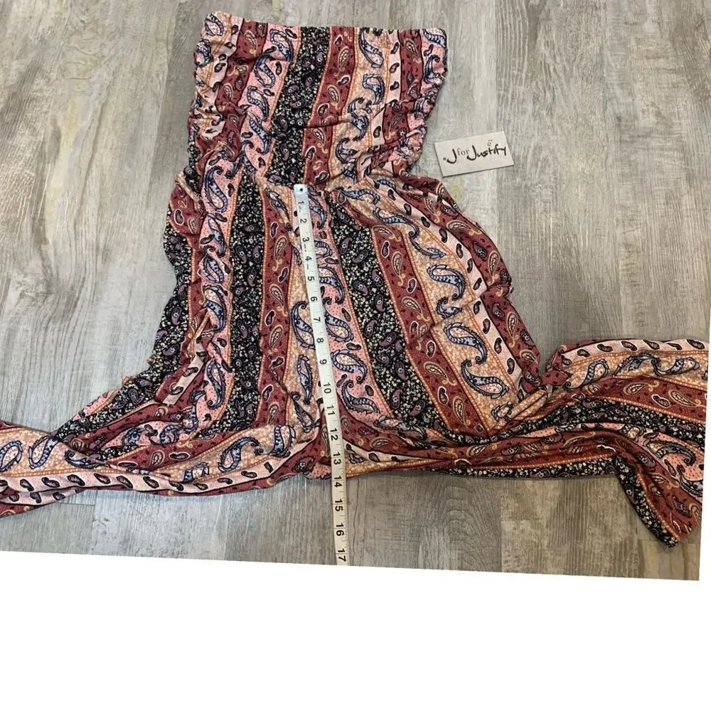 NWT paisley print Stretchy Strapless tube top Capri jumper with pockets - Picture 3 of 13